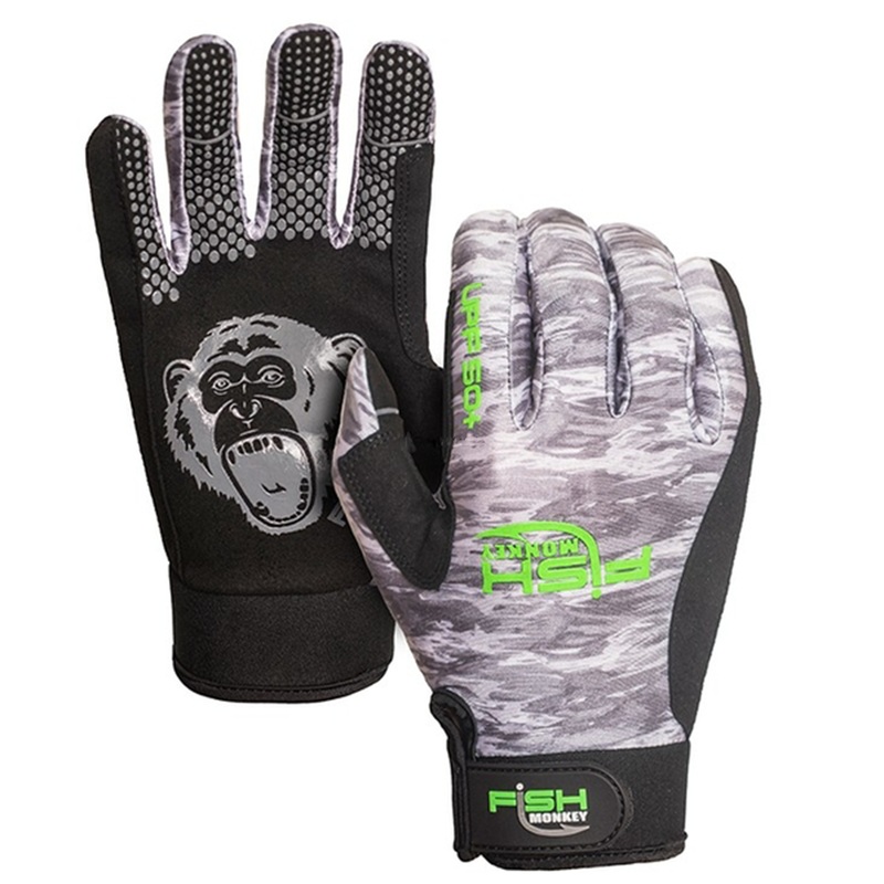 Fish Monkey Freestyle Gloves|Medium|Large|XL|2XL|Grey Water Camo|Americana