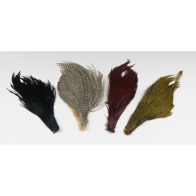 Hareline Dry Fly Neck Chunks|Black|Grizzly|Grizzly Olive