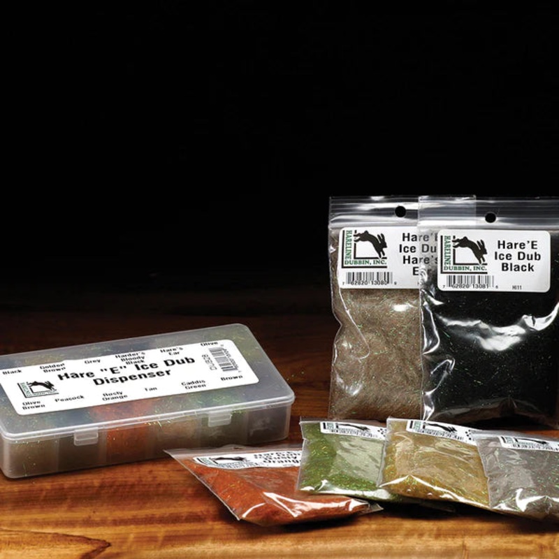 Hareline Hare’E Ice Dubbin|Black|Olive|Peacock|Hare’s Ear