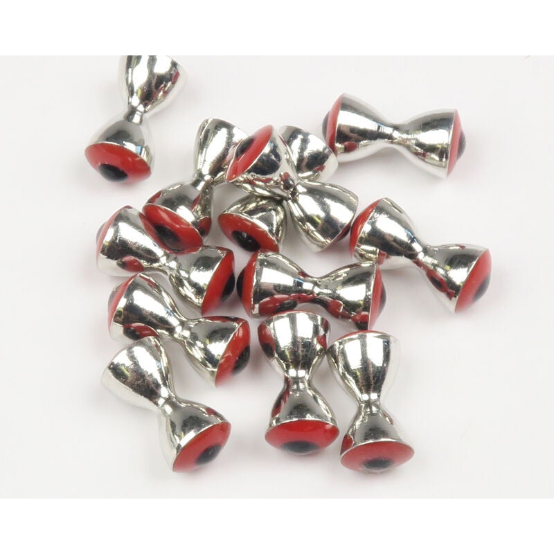 Hareline Pseudo Eyes|5/32″ – Small|3/16″ – Medium|7/32″ – Large|1/4″ – XL|Nickel/Chartreuse|Nickel/Red|Nickel/Yellow