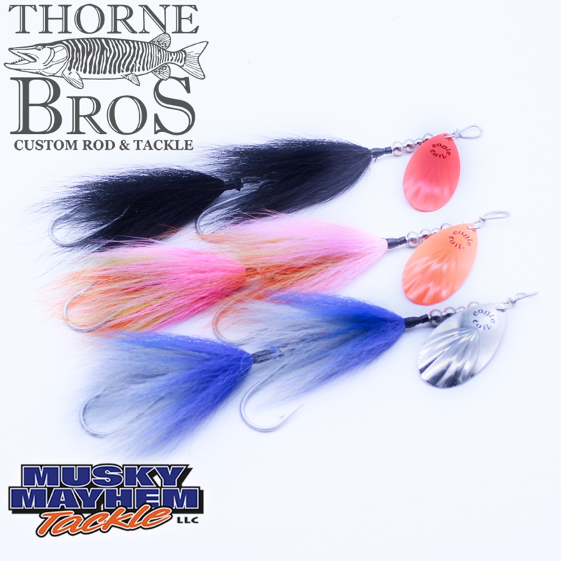 Musky Mayhem Eagletail|Black Perch/Flame|Black/Nickel|Black/Red|Blue Shad|Brown/Gold|Purple Haze|Red-Yellow/Flame|Skunk/Gold|Star Burst|White/Nickel