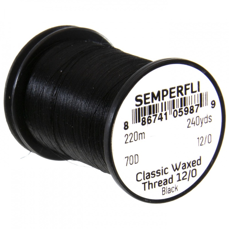 Semperfli Classic Waxed 12/0|70D|Black|Fluorescent Red|Red|White|Med Olive|Gray|Brown|Tan|Fluoro Green|Fluoro Pink|Fluoro Orange|Beige