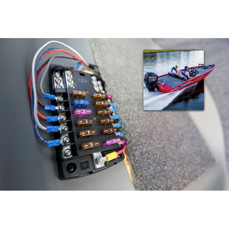 Blue Sea Systems ST Blade Fuse Block – 12 Circuits with Negative Bus and Cover 5026