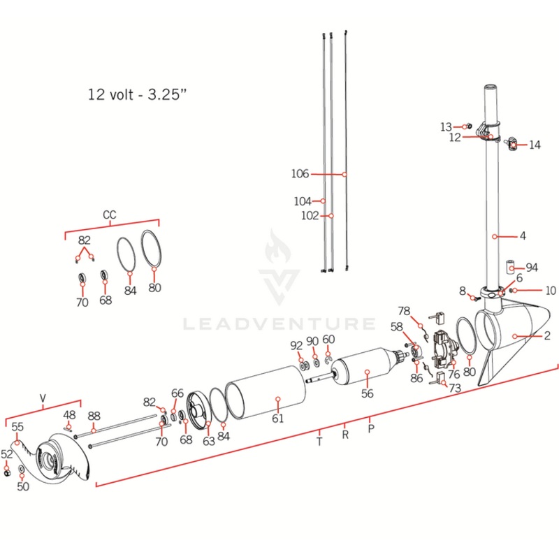 Minn Kota SCREW-#8-32×1.75 SELF-THRD P/N: 830-001
