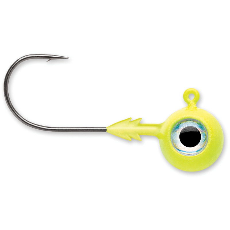 VMC Tungsten Moon Eye Jigs|1/16 oz.|1/8 oz.|3/16 oz.|1/4 oz.|3/8 oz.|Chartreuse|Chartreuse Orange|Fathead|Fruit Punch|Firetiger|Glow Black Wonderbread|Green Tiger UV|Natural|Pink Fire UV|Parrot|Shad|White