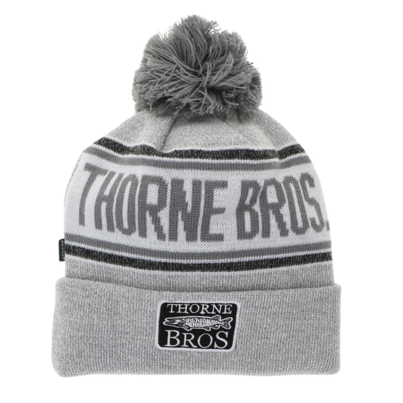Thorne Bros Cuff Pom Beanie|Light Grey|Navy