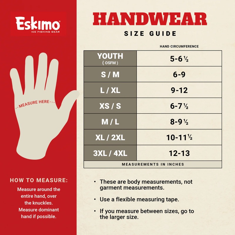 Eskimo Roughneck Glove|XS/Small|Medium/Large|XL/2XL