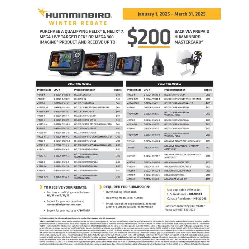 Humminbird Helix 7 GPS Chirp G4N 411630-1