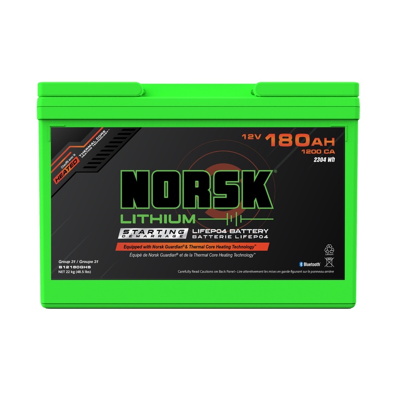 Norsk (LiFePO4) 180Ah 12.8v Lithium Marine Cranking Battery (Heated)