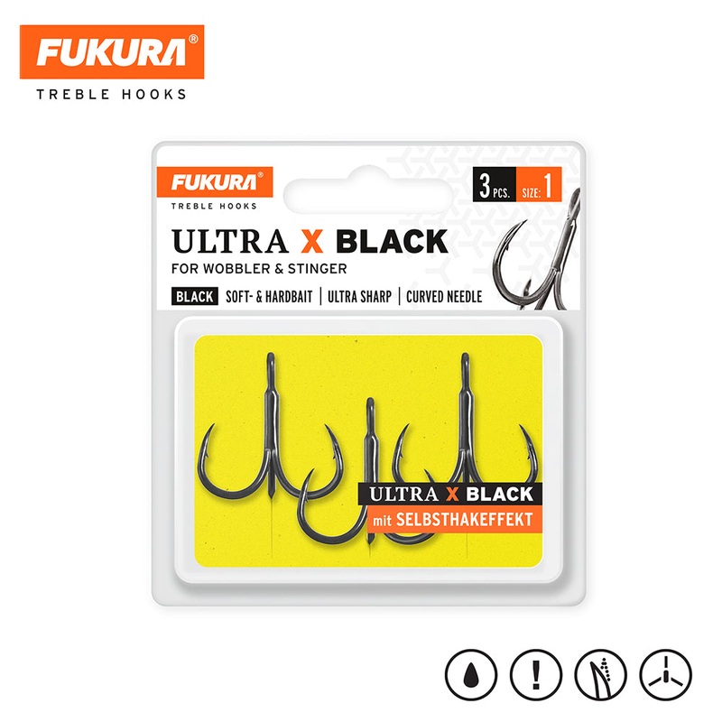 Fukura Drillinge Ultra X Black / Treble Hooks