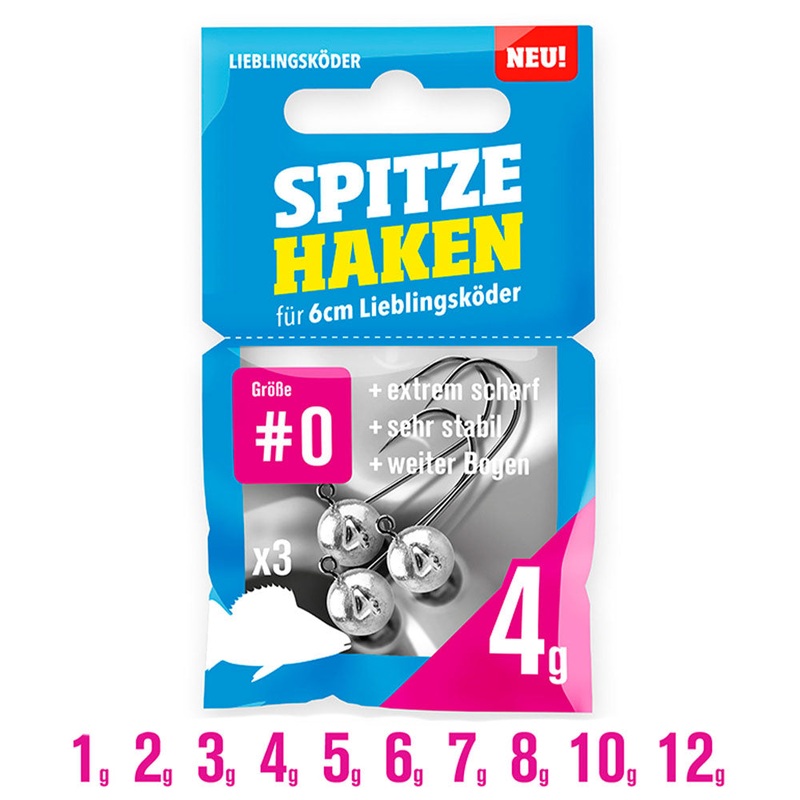 Spitze Haken #0|1 g|2 g|3 g|4 g|5 g|6 g|7 g|8 g|10 g|12 g