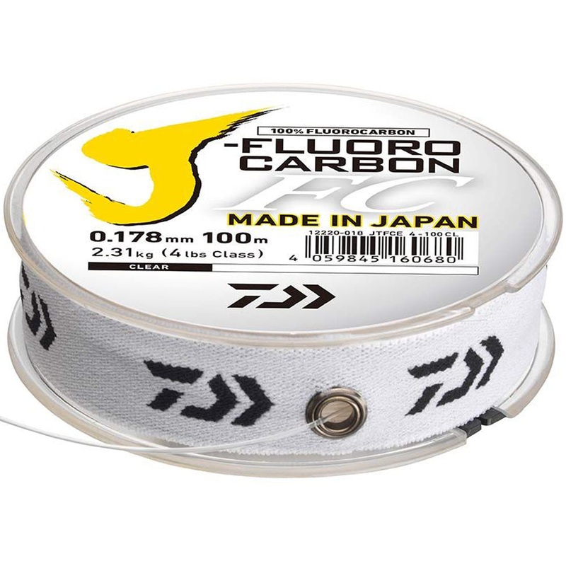 J-Fluorocarbon / 100 m|2.31 kg / 0.178 mm|2.86 kg / 0.200 mm|3.41 kg / 0.218 mm|4.48 kg / 0.254 mm|5.25 kg / 0.278 mm|5.83 kg / 0.298 mm|6.84 kg / 0.326 mm|7.74 kg / 0.352 mm|9.21 kg / 0.393 mm