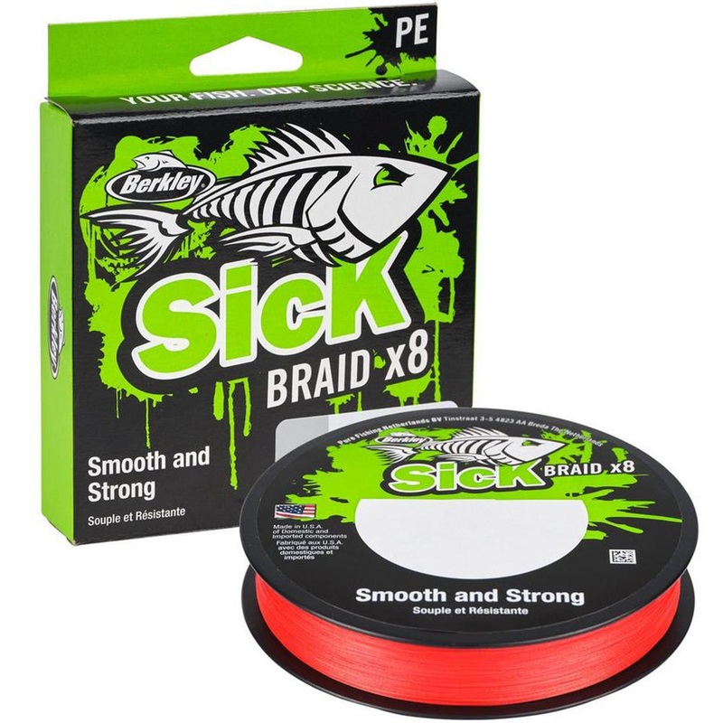 Sick Braid / 150 m|Red|Flame Green|5.4 kg / 0.06 mm|7.5 kg / 0.10 mm|11.2 kg / 0.12 mm|16.5 kg / 0.14 mm|23.6 kg / 0.23 mm