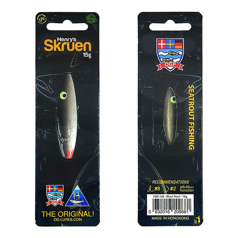 Henry’s Skruen|15.0 g / 6.0 cm|20.0 g / 7.7 cm|Black Pearl|Black Red Dot|Clown|Crystal GFR|Crystal Olive|Crystal YB|Fl. Red Black|Motoroil|Pink Pearl|Real 24K Gold|Real Copper|Real Silver|Salmo Trutta|Trutta Red Dot
