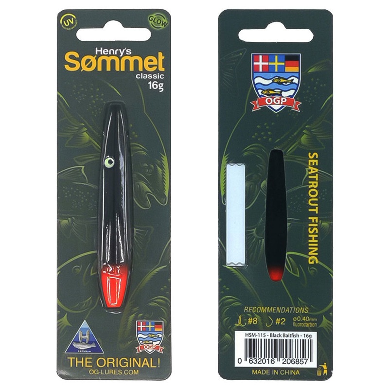 Henry’s Smmet|16.0 g / 7.7 cm|22.0 g / 10.2 cm|Black Baitfish|Clown|Crystal GFR|Crystal Olive|Fl. Red Black|Flashy Baitfish|Motoroil|Pattegrisen|Pink Pearl|Real 24K Gold|Real Silver|Salmo Trutta|Stickleback|Polarbear|Real Copper