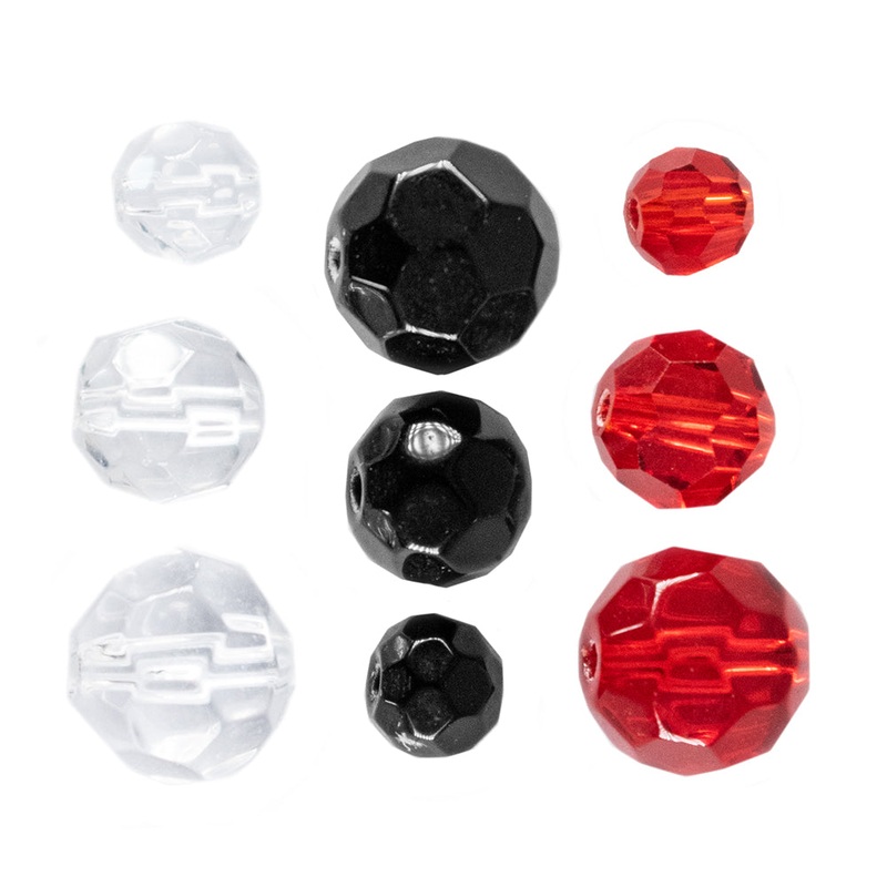 Glass Beads|Black|Crystal|Red|6 mm|8 mm|10 mm
