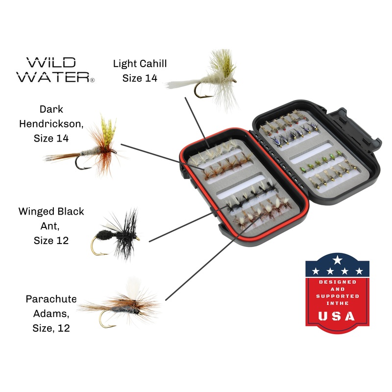 Dry and Nymph Fly Assortment, 48 Flies | Fly Box | Wild Water Fly Fishing
