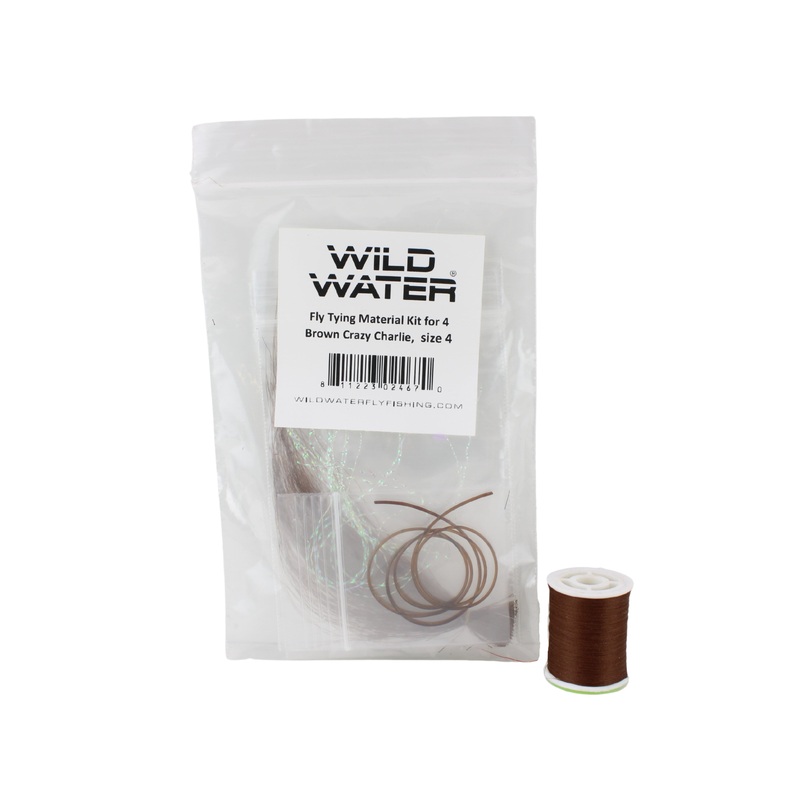 Brown Crazy Charlie Fly Tying Material Kit, size 4 | Wild Water Fly Fishing