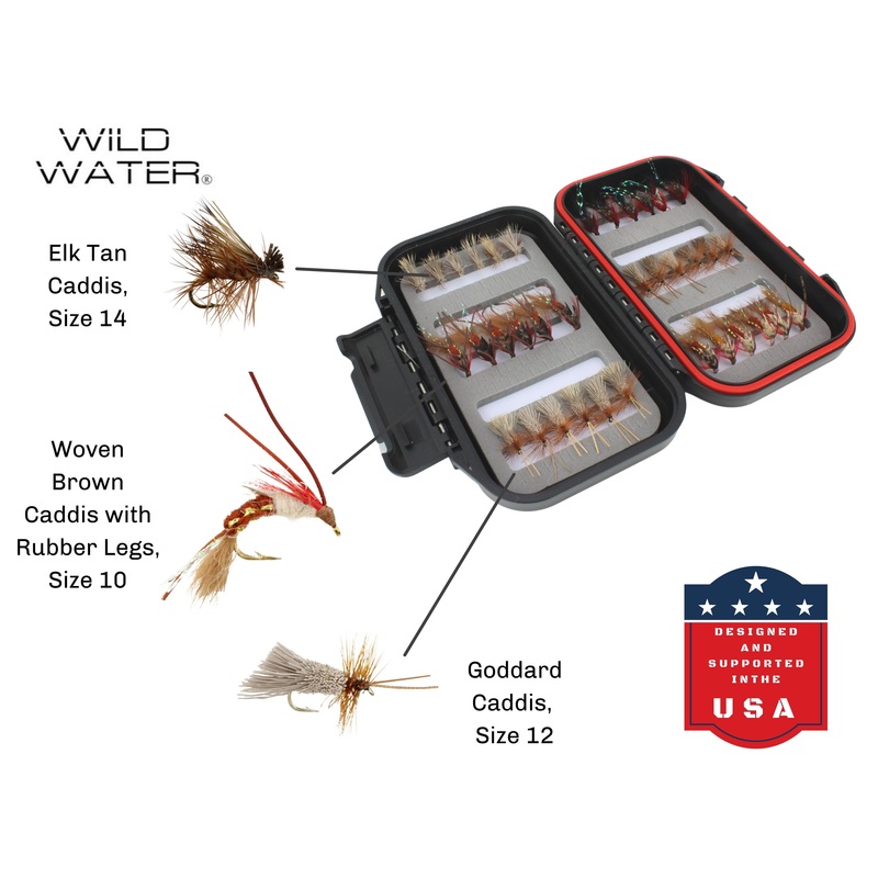 Caddis Fly Assortment, 36 Flies | Fly Box | Wild Water Fly Fishing