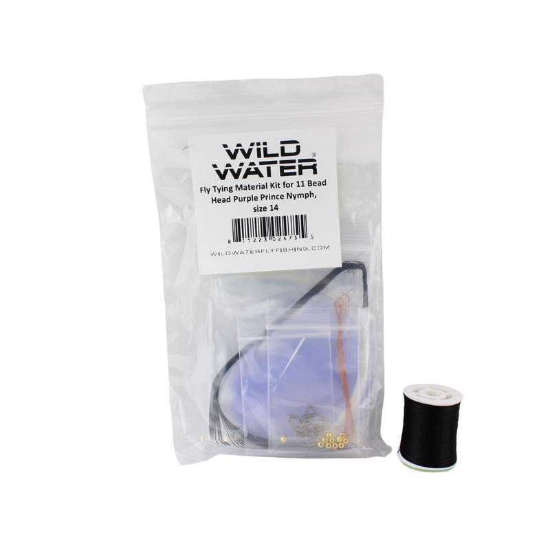 Bead Head Purple Prince Nymph Fly Tying Material Kit, size 14 | Wild Water Fly Fishing