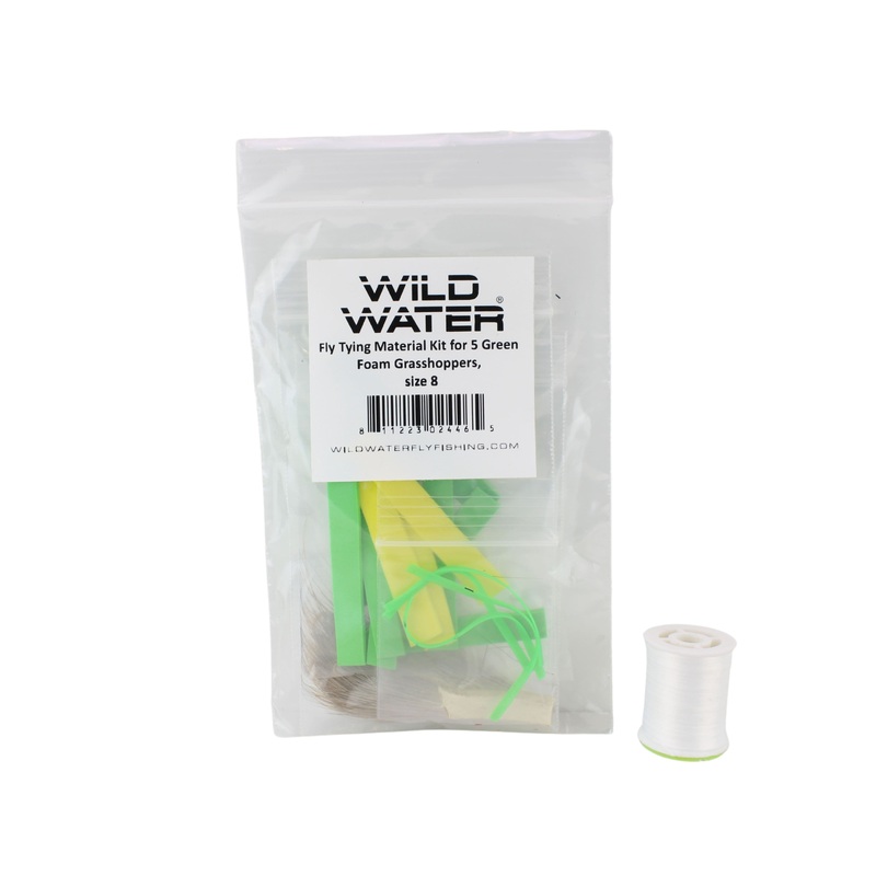 Green Foam Grasshopper Fly Tying Material Kit, size 8 | Wild Water Fly Fishing