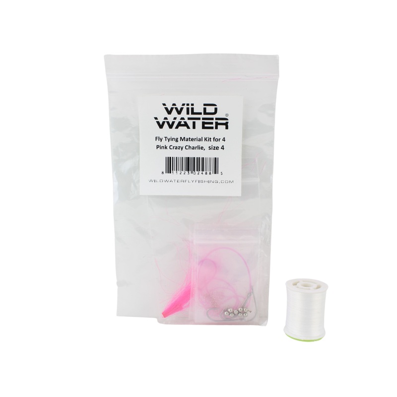 Pink Crazy Charlie Fly Tying Material Kit, size 4 | Wild Water Fly Fishing