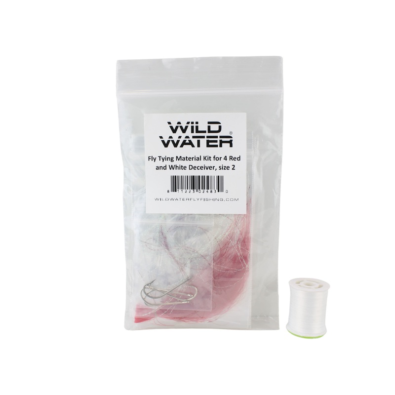 Red and White Deceiver Fly Tying Material Kit, size 2 | Wild Water Fly Fishing