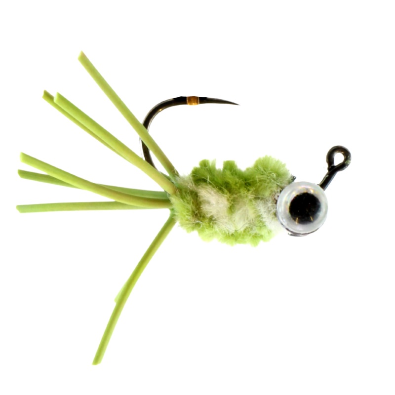 Bluegill Candy Jig, Size 10 | Olive/White | Quantity 6 | Wild Water Fly Fishing