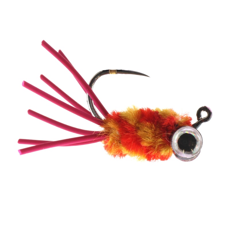 Bluegill Candy Jig, Size 10 | Red/Orange | Quantity 6 | Wild Water Fly Fishing