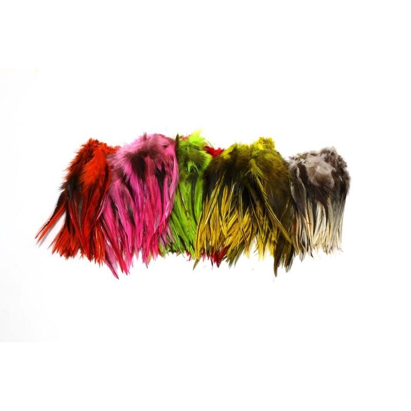 Badger Saddle Hackle|Hot Orange|Hot Pink|Natural|Olive|Red|Yellow|Chartreuse