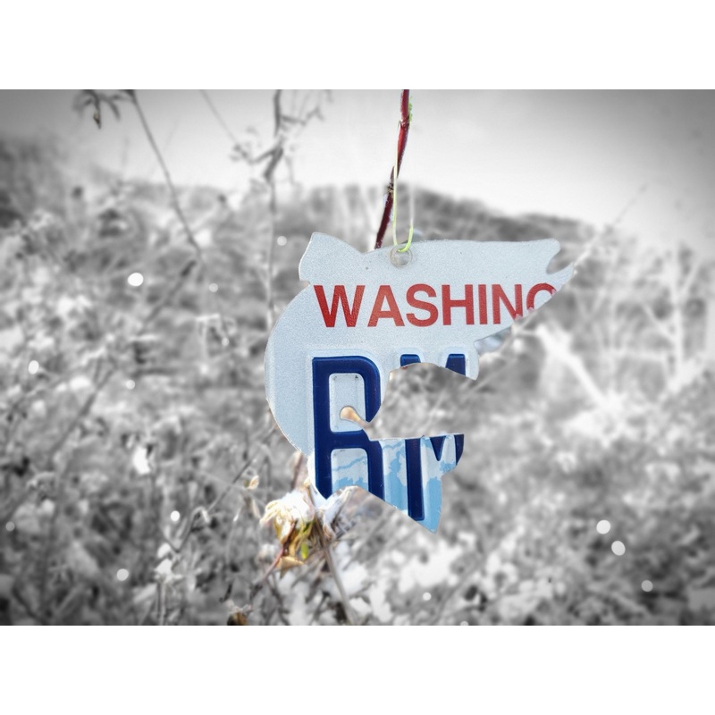 Christmas Tree Ornament // Washington State License Plate Fish Cutouts