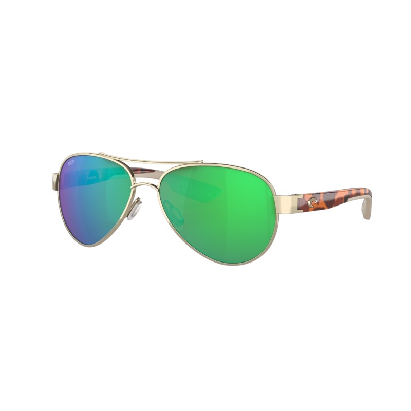 Costa Loreto Sunglasses|Rose Gold Frame with Tortoise Temples/ Green Mirror|Brushed Gold Frame/Gold Mirror