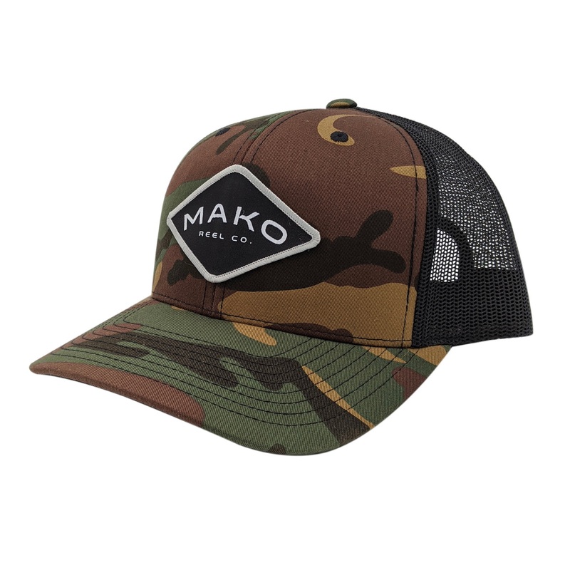 Mako Reel Co. Trucker Hat|Camo Green|Fire Red