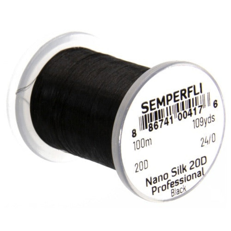 Semperfli Nano Silk|20D 24/0|30D 18/0|50D 12/0|100D 6/0|300D 1/0|200D 3/0|50D 12/0 bulk 250m|30D 18\0 bulk 500m|Black|White|Copper|Yellow|Olive|Red|Lime Green|Purple|Gray|Orange|Brown|Pink