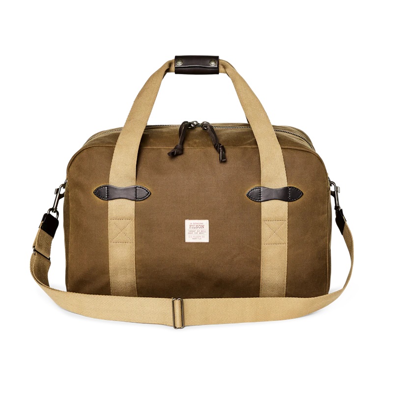 Filson Tin Cloth Duffle Bag|Otter Green|Dark Tan Flame|Dark Tan|Medium|Small