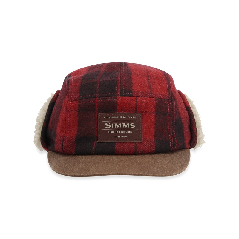 Simms Cold Weather Cap Hat|L/XL|S/M|Red Buffalo Plaid|Loden