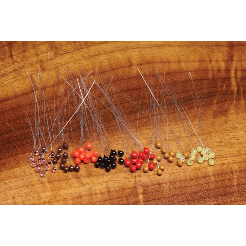 Hareline Epoxy Mono Crab Eyes|Shrimp Pink Transparent Black Pupil|Black|Fl. Orange