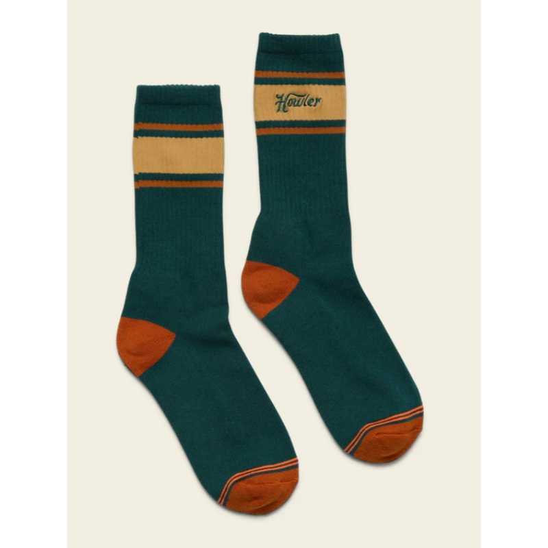 Howler Script Socks|White|Jungle Green