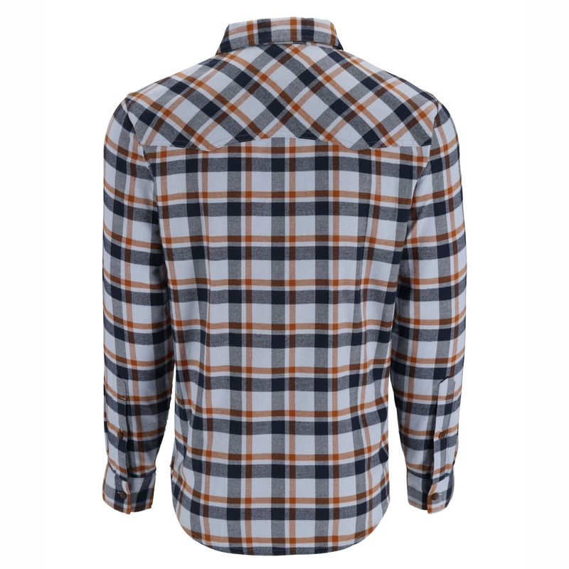 Simms Santee Flannel|Medium|X-Large|XX-Large|Steel Blue Shadow Box Plaid|Pale Pine Shadow Box Plaid