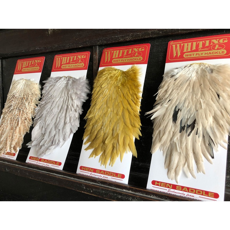 Whiting Red Label Hen Saddle|Medium Ginger|Light Ginger|Brown|Black|Light Dun|Medium Dun|Dark Dun|Pale Watery Dun|Shrimp Orange|White|Variant (mostly white)|King Fisher blue
