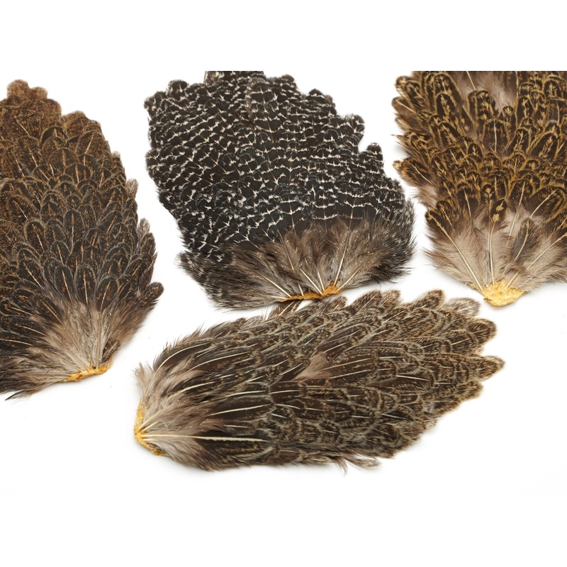 India Hen Back (Hareline)|Natural|Olive|Prince Nymph Brown|Crawfish Orange|Black