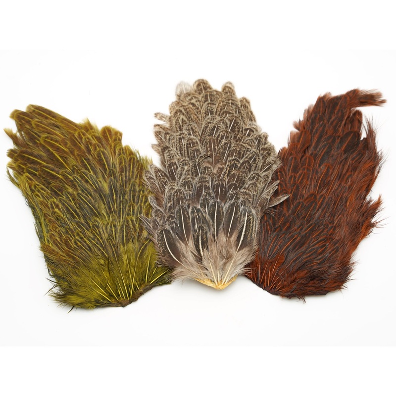 India Hen Back (Hareline)|Natural|Olive|Prince Nymph Brown|Crawfish Orange|Black