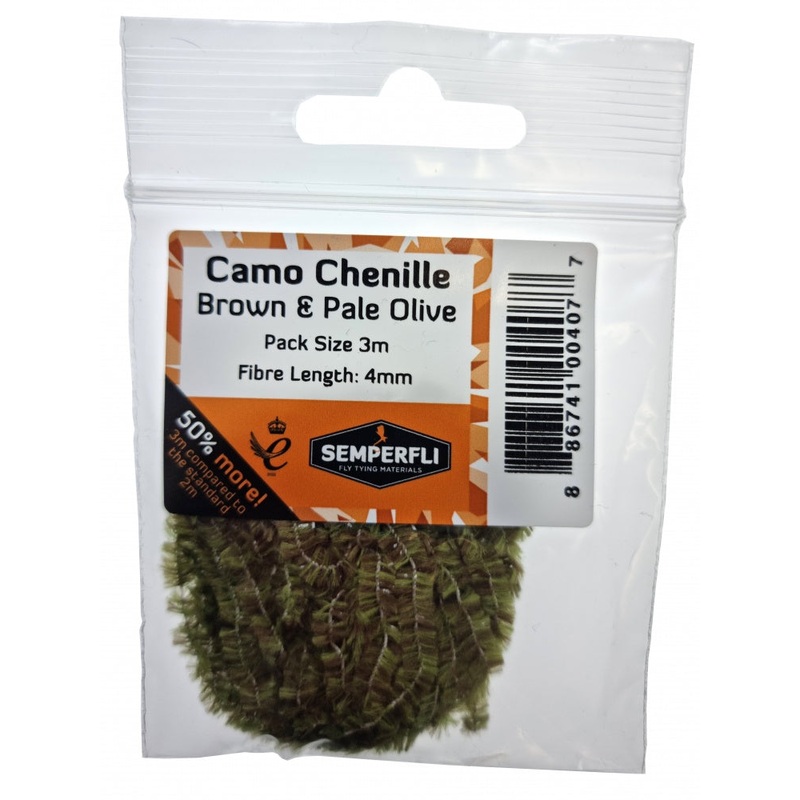 Semperfli Camo Chenille 4mm|Brown & Pale Olive|Brown & Beige|Brown & Golden Olive|Green & Pale Olive|Mixed Pinks