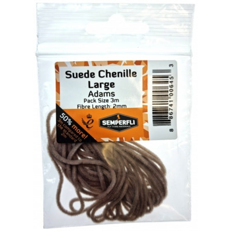 Semperfli Suede Chenille 2mm|Adams|Black|Brown Olice|Coral|Cornflower|Danica|Fl Green Rhyac|Fl Orange|Fl Pale Pink|Fl Pink|Fl Red|Fl Sunburst Orange|Fl Yellow|Gray|Olive|Pale Olive|Peacock Green|Purple|Rootbeer|White