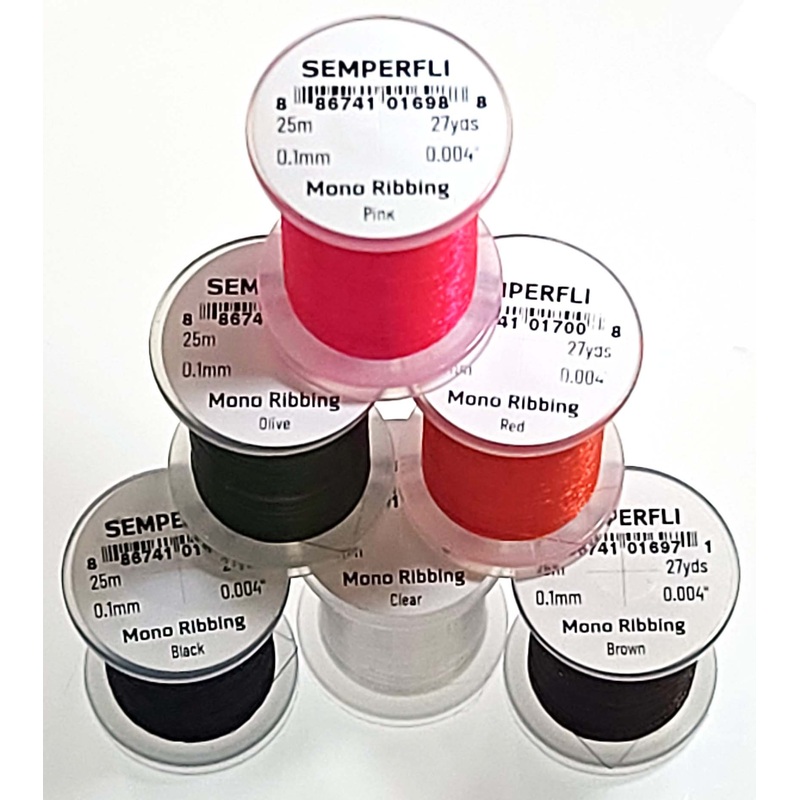 Semperfli Mono Ribbing|Small 0.1mm|Medium 0.15mm|Large 0.2mm|Black|Brown|Clear|Olive|Pink|Red