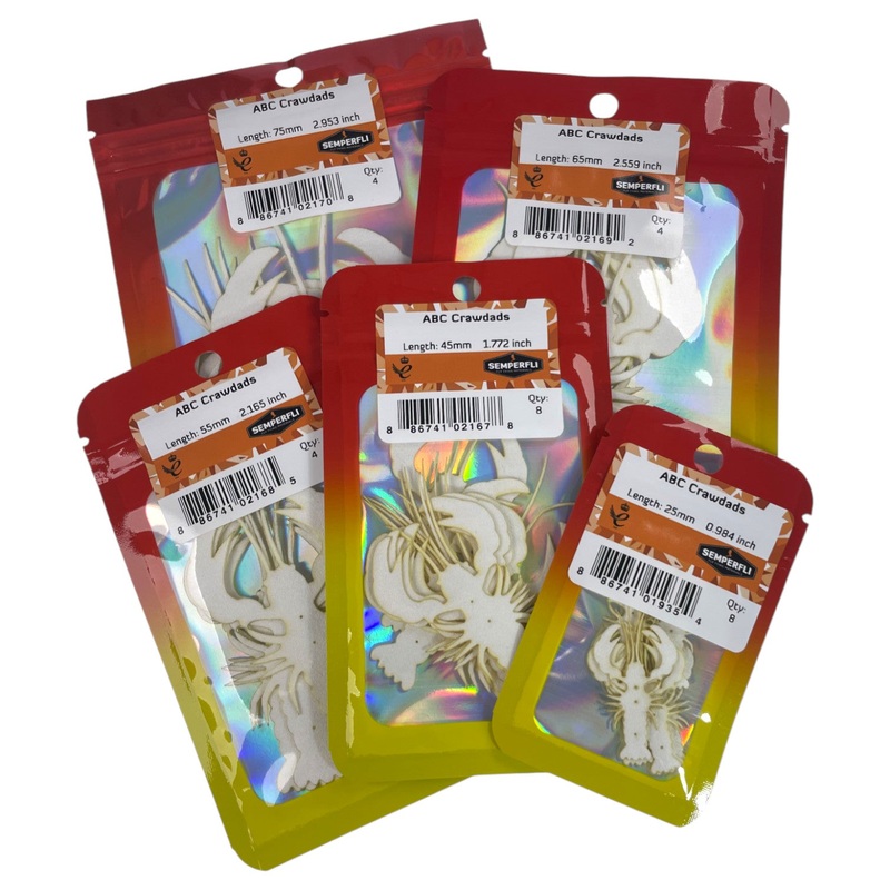 ABC Crawdads|25mm 8pk|35mm 8pk|45mm 8pk|55m 4pk|65mm 4pk|75mm 4pk