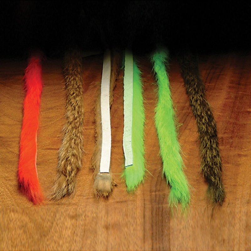 Rabbit Fur Strips, Magnum 1/4|amber|black|chartreuse|cherry|chinchilla|copper|coral|crawfish orange|dark brown|fl. lt. blue|fl. pink|gold variant|green olive|lime green|grizzly natural hare|olive variant|hot orange|pastel purple|pastel red|purple|red|salm