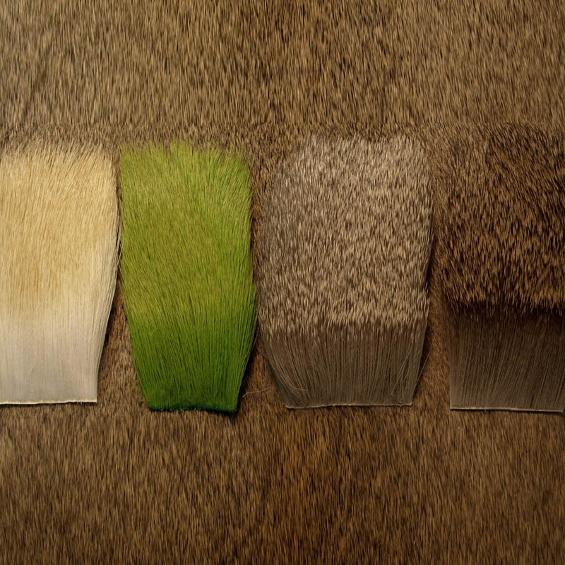 Spinning Deer Hair|bleached|black|brown|fl. chartreuse|light olive|medium dun|natural mule deer|natural whitetail|olive|orange|pale yellow|purple|red|rusty brown|tan|yellow