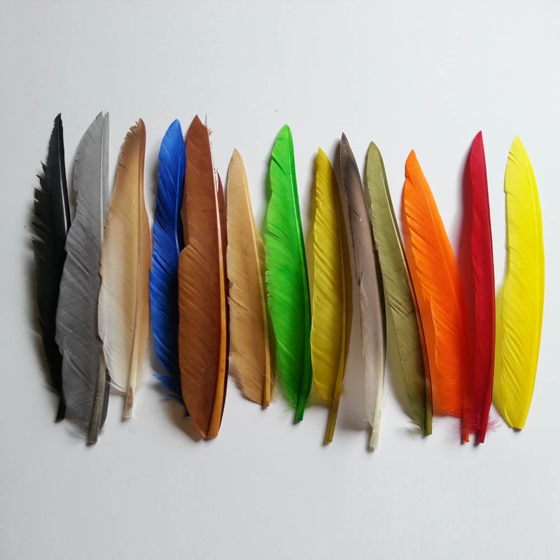 Duck Quill Pair|black|bleached|blue|brown|ginger|dyed gray|mallard (natural) gray|olive|orange|red|white|yellow