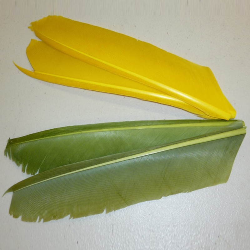 Turkey Biot Quill Pieces|6 pc assort.|black|brown olive|brown|blue winged olive|callibaetis|golden stone|gray olive|light cahill|muskrat gray|olive|pale olive|purple|rusty spinner|sulphur orange|tannish yellow|white